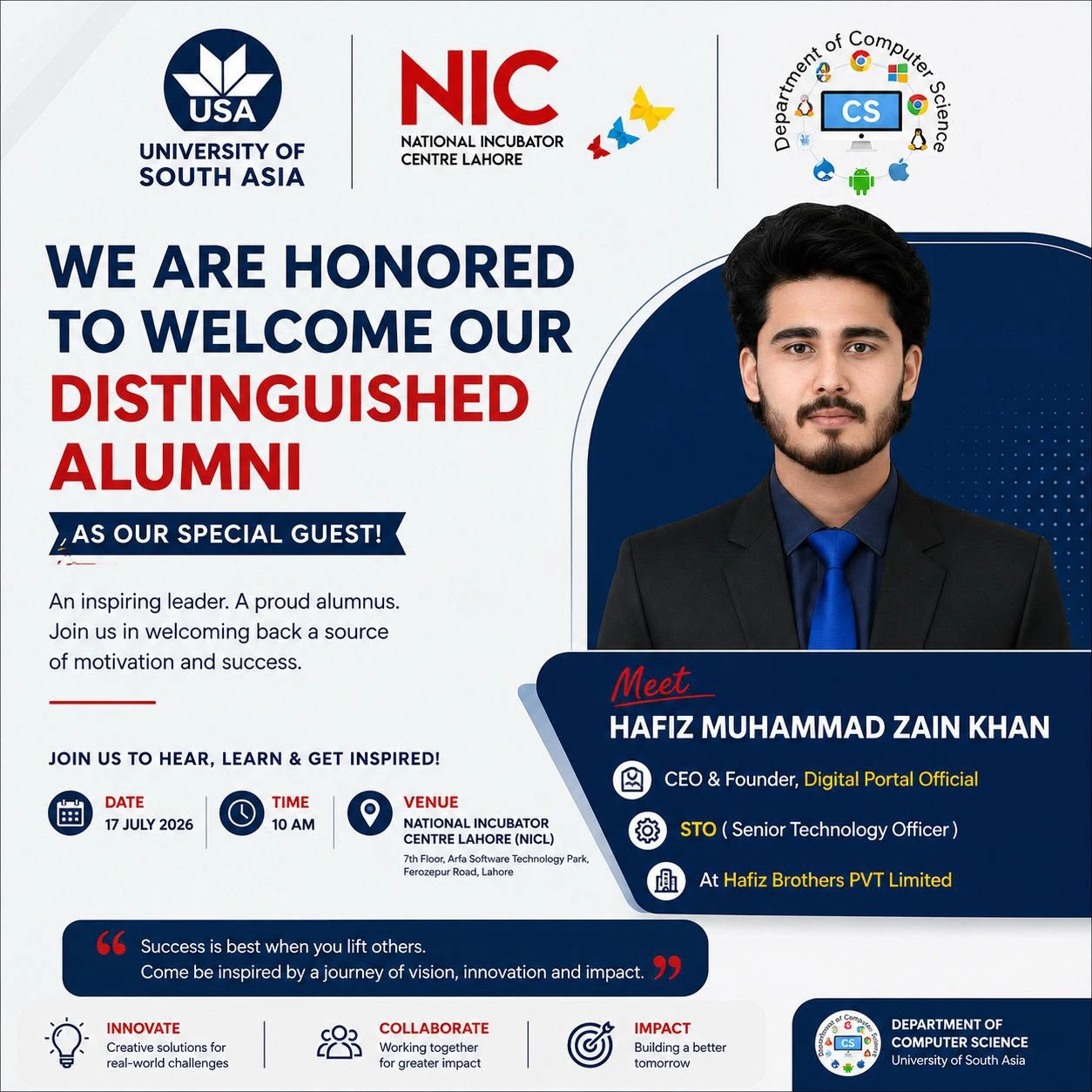 HM Zain Khan as External Evaluator at FYP Spring 2026 Evaluation at NIC Lahore